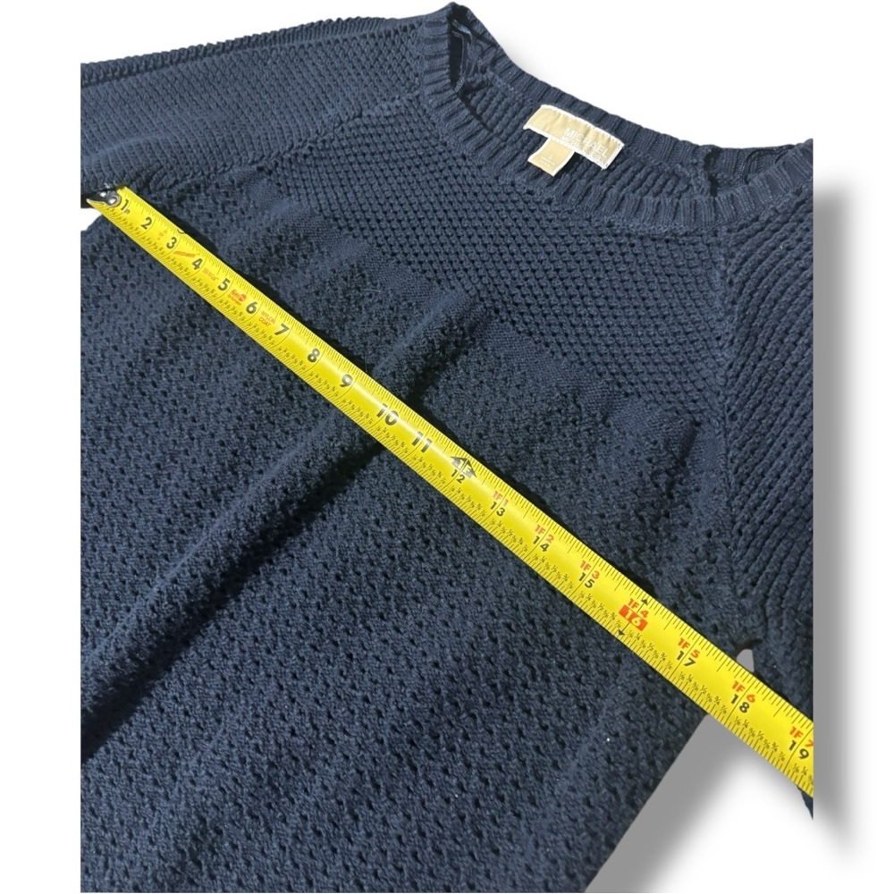 Michael Kors Knit 3/4 Sleeve Lightweight Cotton Comfy Classic Navy Blue Sweater - Picture 13 of 16